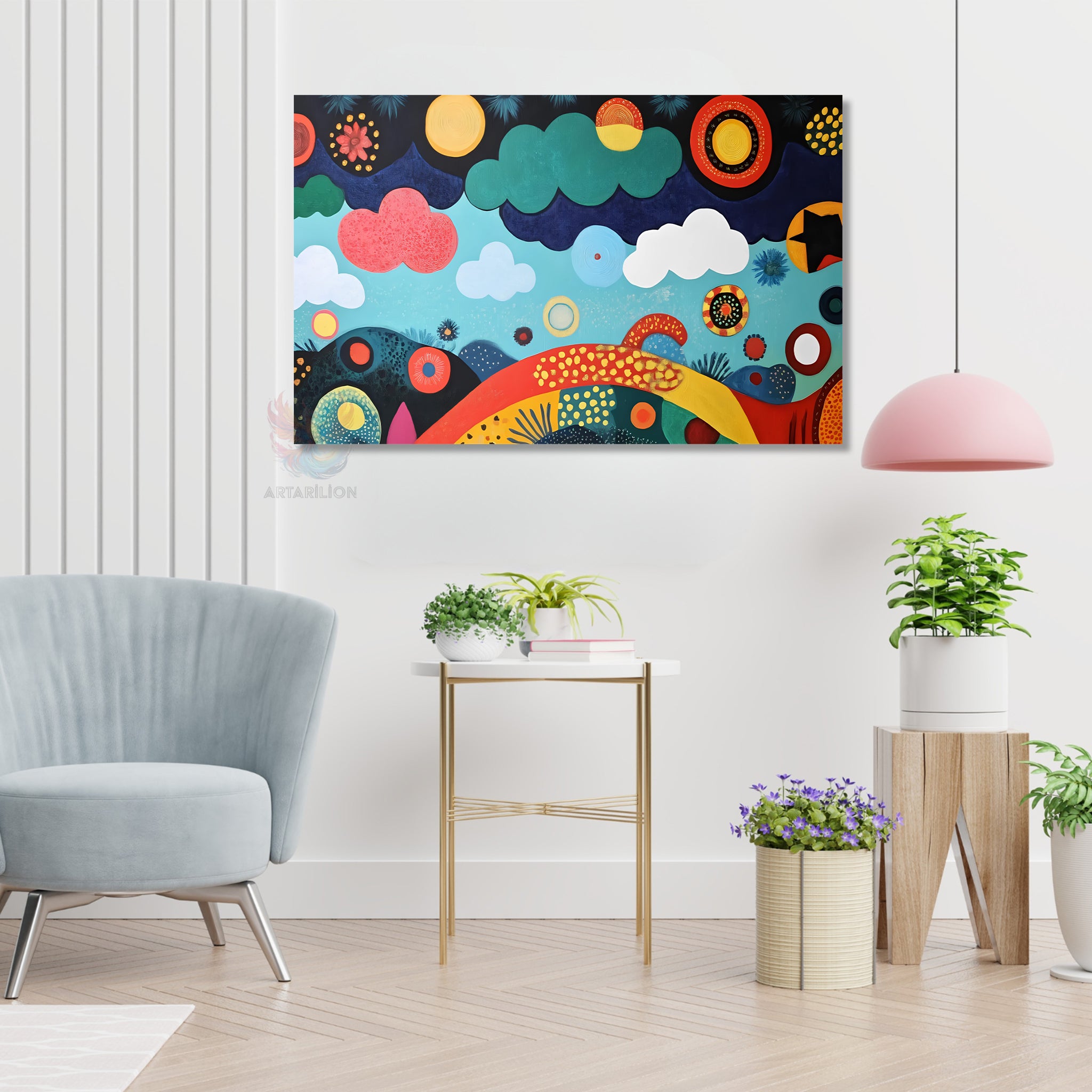 Soyut Sanat Modern Çarpıcı Dikey Kanvas Tablo
