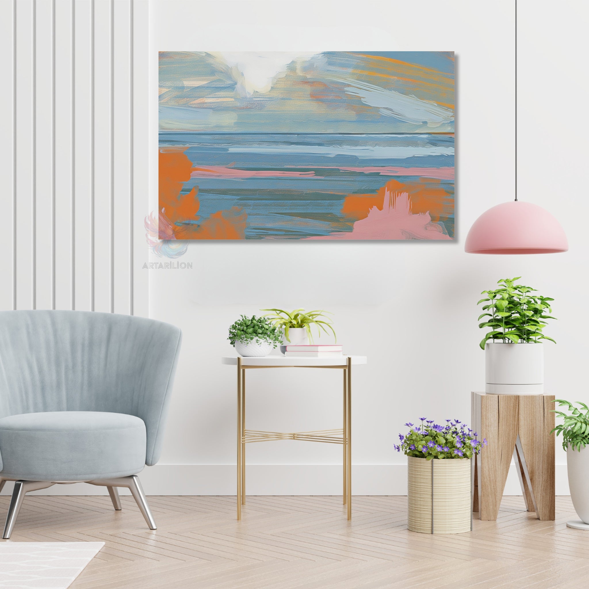 Soyut Sanat Modern Dekoratif Dikey Kanvas Tablo