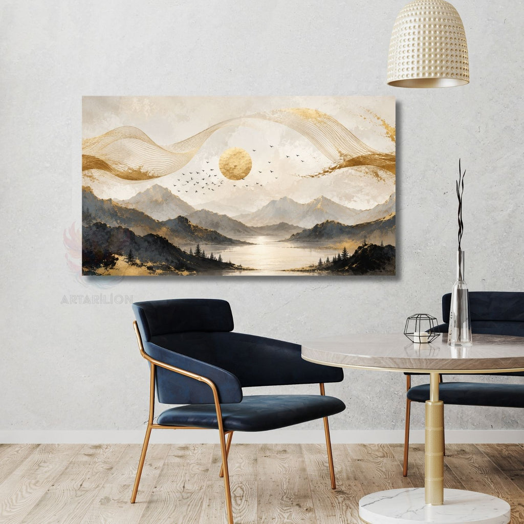 Toprak Tonları Doğa Gökyüzü Manzarası Modern Minimal Yatay Kanvas Tablo