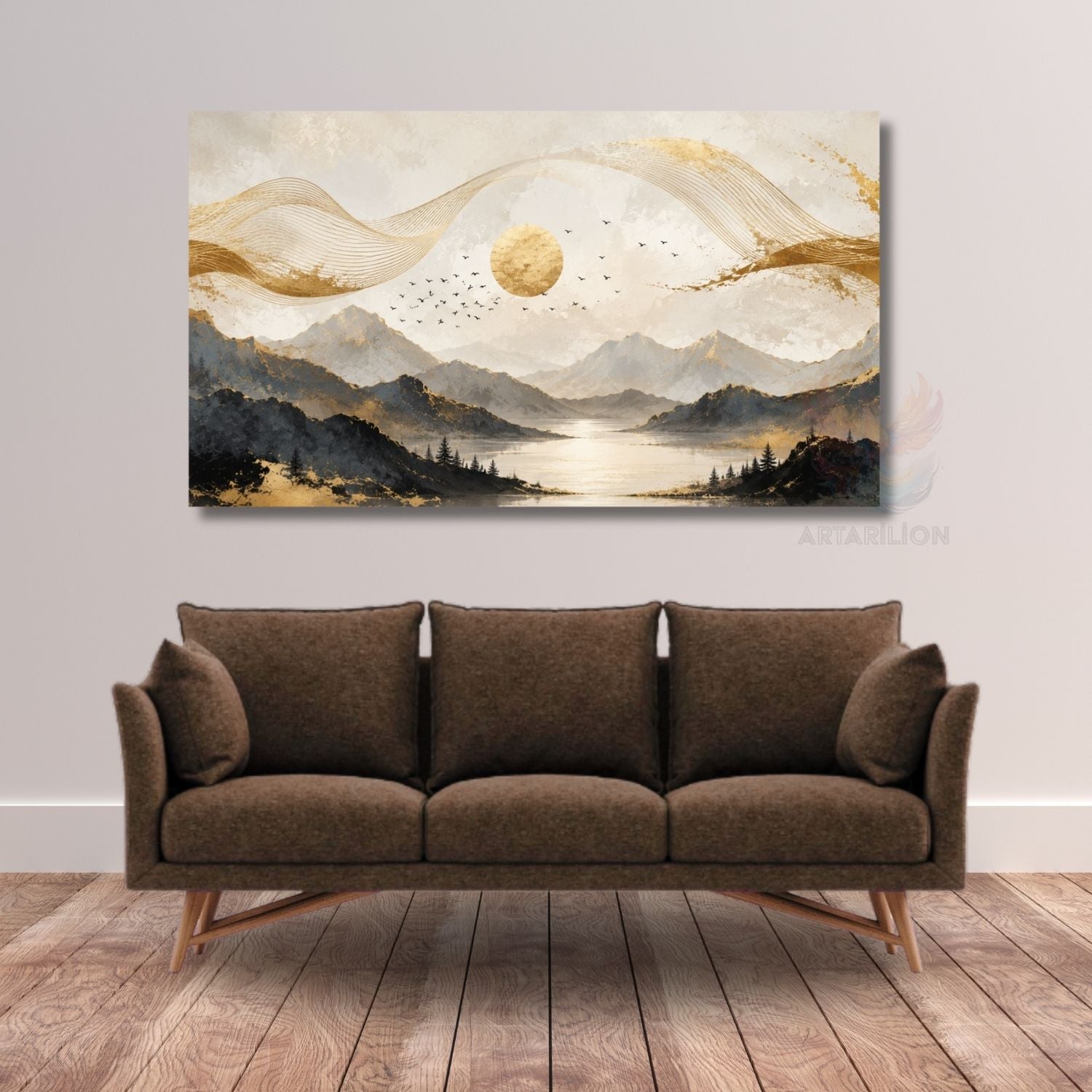 Toprak Tonları Doğa Gökyüzü Manzarası Modern Minimal Yatay Kanvas Tablo