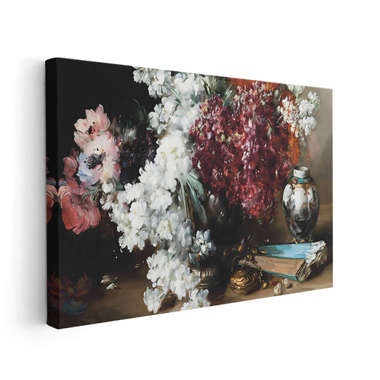Kanvas Dikey Duvar Tablosu Kanvas Vintage Cicekler Ev Ofis Salon Modern Duvar Tablosu