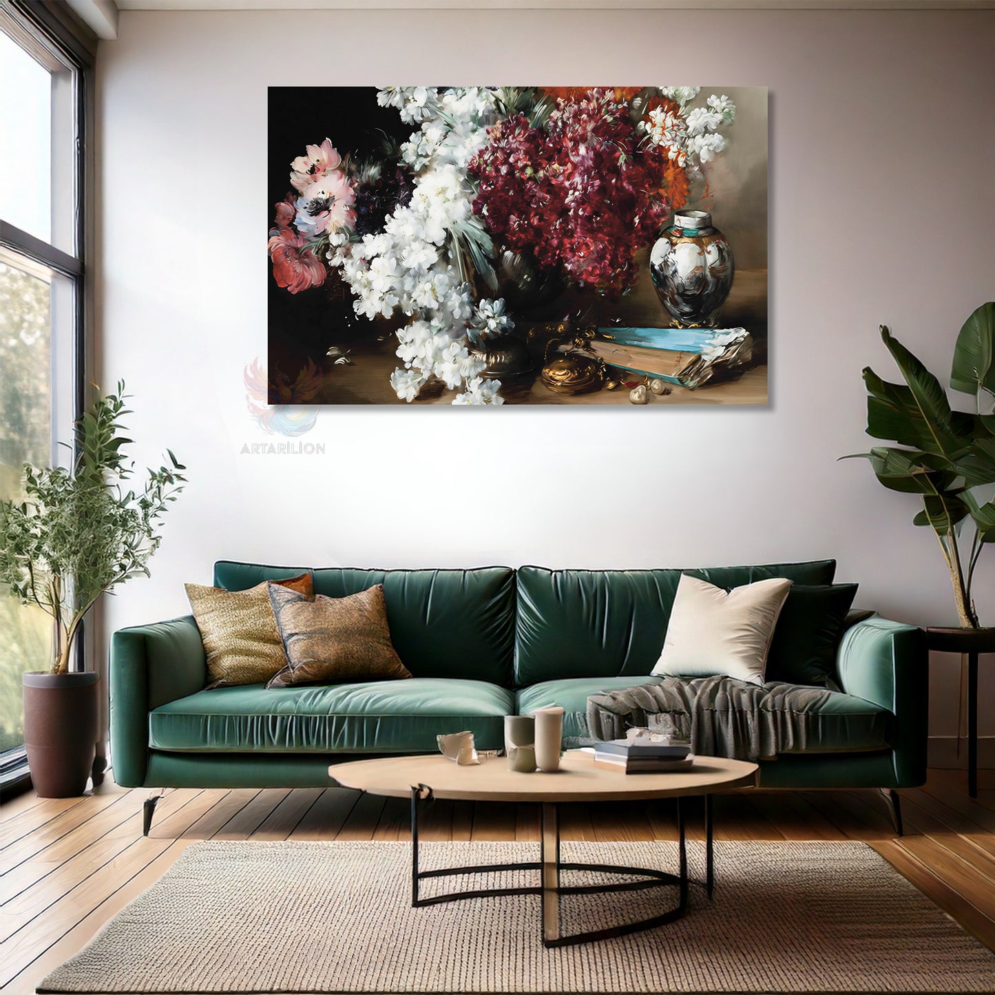 Kanvas Dikey Duvar Tablosu Kanvas Vintage Cicekler Ev Ofis Salon Modern Duvar Tablosu