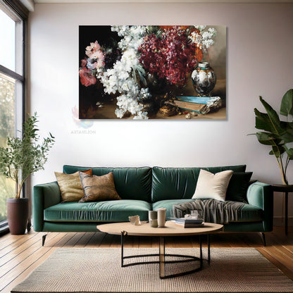 Kanvas Dikey Duvar Tablosu Kanvas Vintage Cicekler Ev Ofis Salon Modern Duvar Tablosu