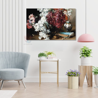 Kanvas Dikey Duvar Tablosu Kanvas Vintage Cicekler Ev Ofis Salon Modern Duvar Tablosu