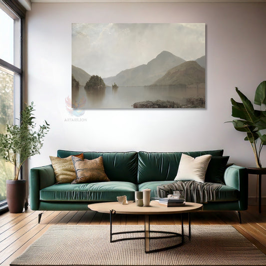 Kanvas Dikey Duvar Tablosu Kanvas Vintage Dag Gol Manzarasi2 Ev Ofis Salon Modern Duvar Tablosu