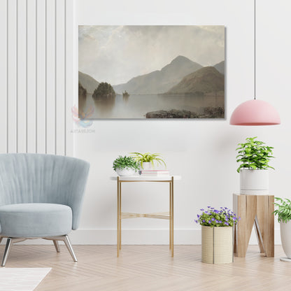 Kanvas Dikey Duvar Tablosu Kanvas Vintage Dag Gol Manzarasi2 Ev Ofis Salon Modern Duvar Tablosu