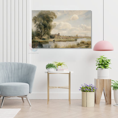 Kanvas Dikey Duvar Tablosu Kanvas Vintage Kirsal Manzarasi6 Ev Ofis Salon Modern Duvar Tablosu
