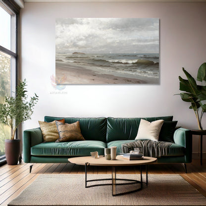Canvas Vertical Wall Art, Vintage Beach Canvas, Home, Office, Living Room, Modern Wall Painting