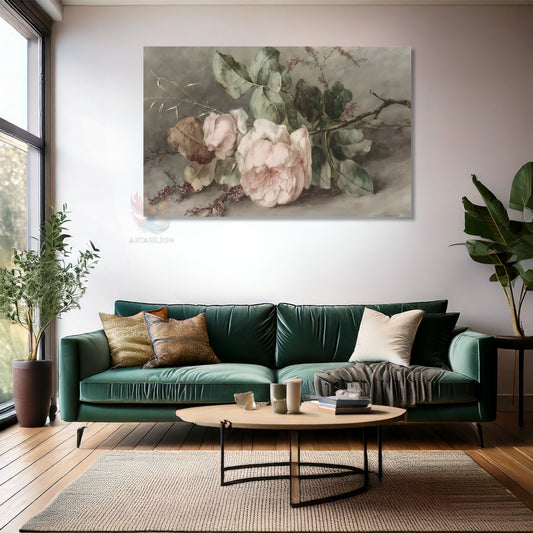 Kanvas Dikey Duvar Tablosu Kanvas Vintage Pembe Gul Ev Ofis Salon Modern Duvar Tablosu