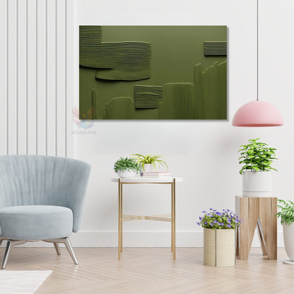 Kanvas Dikey Duvar Tablosu Kanvas Yesil Cizgiler Ev Ofis Salon Modern Duvar Tablosu