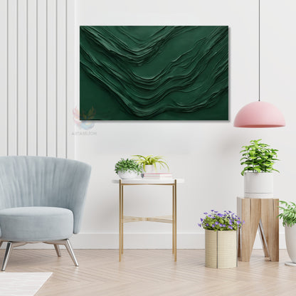 Kanvas Dikey Duvar Tablosu Kanvas Yesil Cizgiler2 Ev Ofis Salon Modern Duvar Tablosu