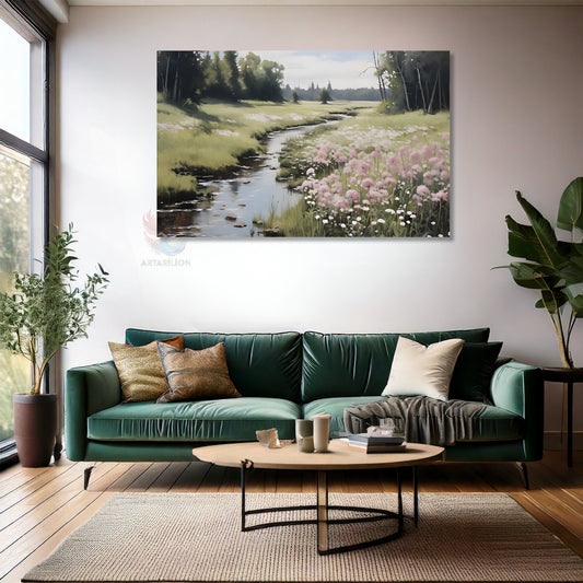 Kanvas Dikey Duvar Tablosu Kanvas Yesil Doga Manzarasi2 Ev Ofis Salon Modern Duvar Tablosu