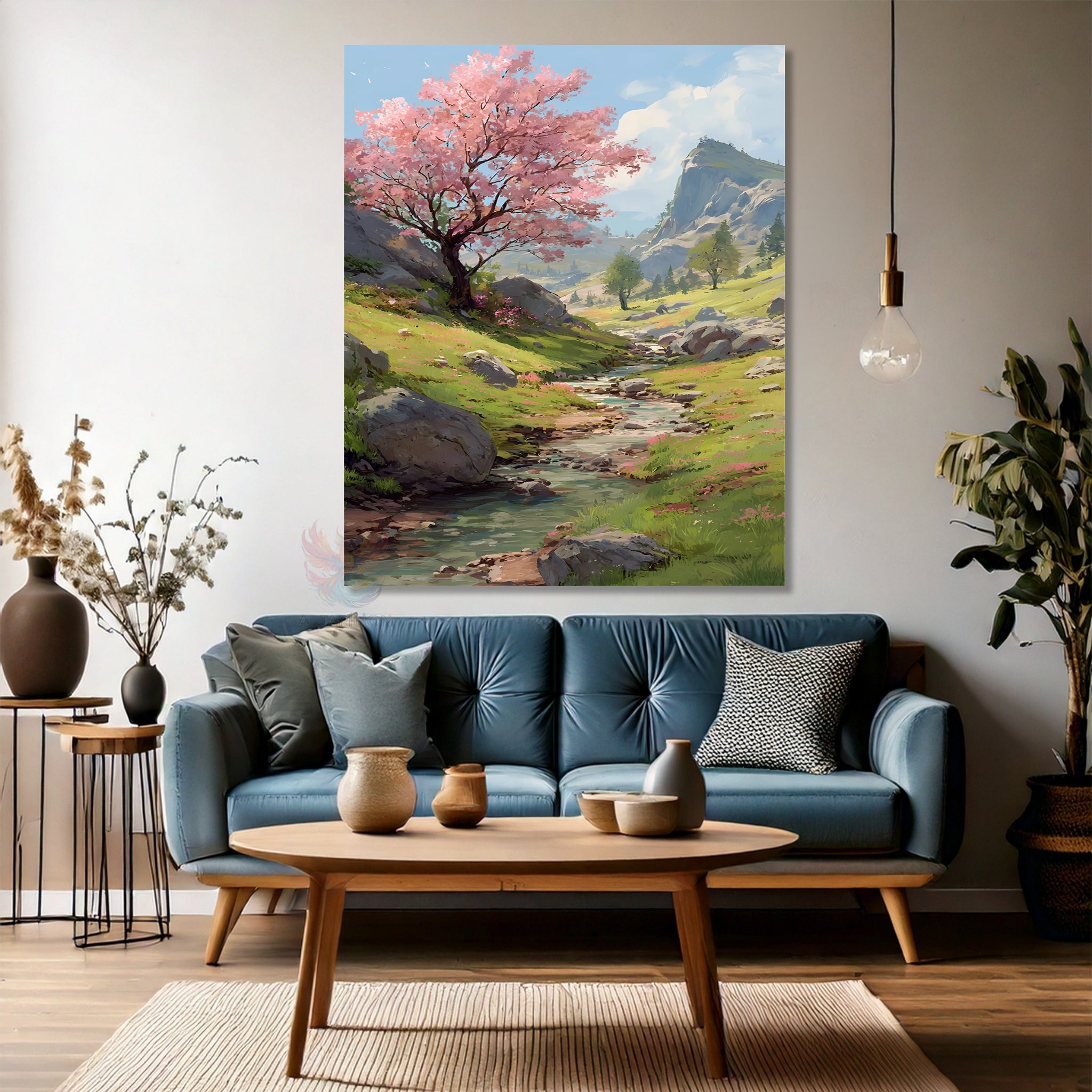 Akarsu Dağ Modern Dikey Kanvas Tablo