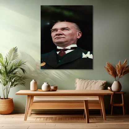 Kanvas Dikey Duvar Tablosu Kanvas Atatürk Portre Renkli Ev Ofis Salon Modern Duvar Tablosu