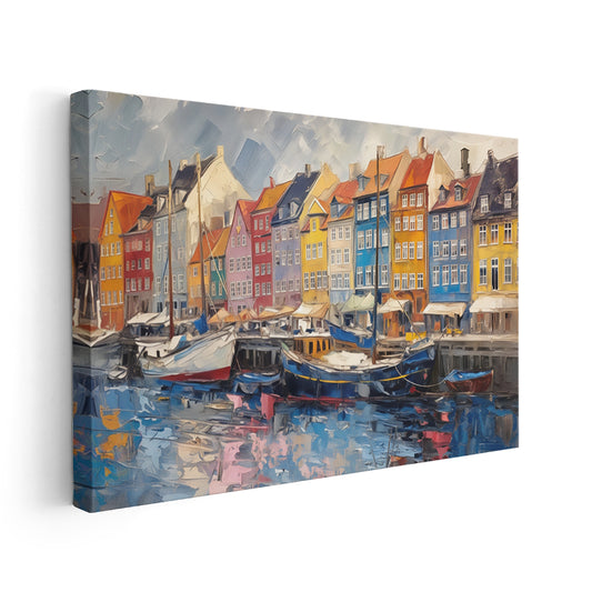 Canvas Vertical Wall Painting, Canvas European Cityscape, Home Office Living Room Modern Wall Art
