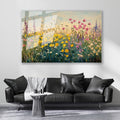 Glass Horizontal Wall Art Glass Flower Garden22 Home Office Living Room Modern Wall Art