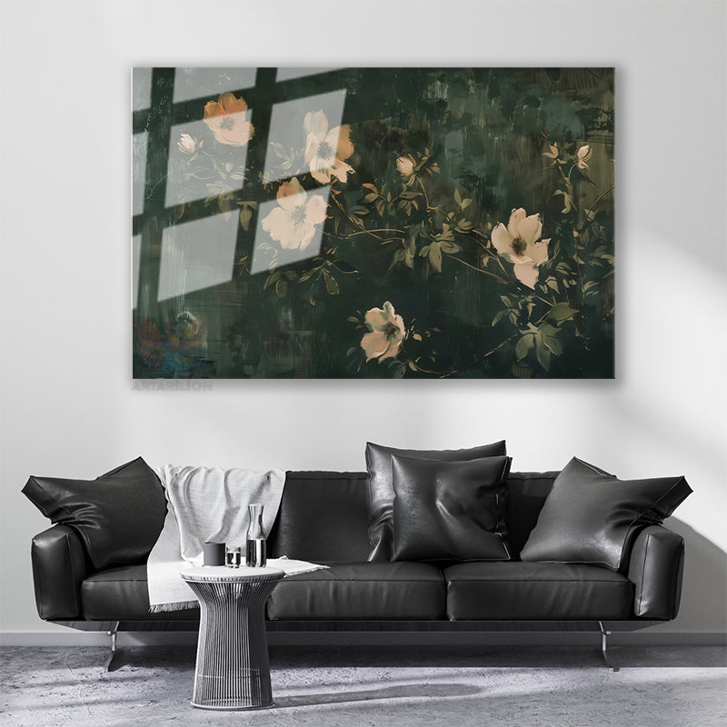 Glass Horizontal Wall Art Glass Flower Garden55 Home Office Living Room Modern Wall Art