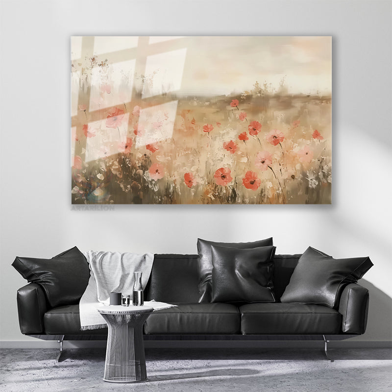 Glass Horizontal Wall Art Glass Flower Garden77 Home Office Living Room Modern Wall Art