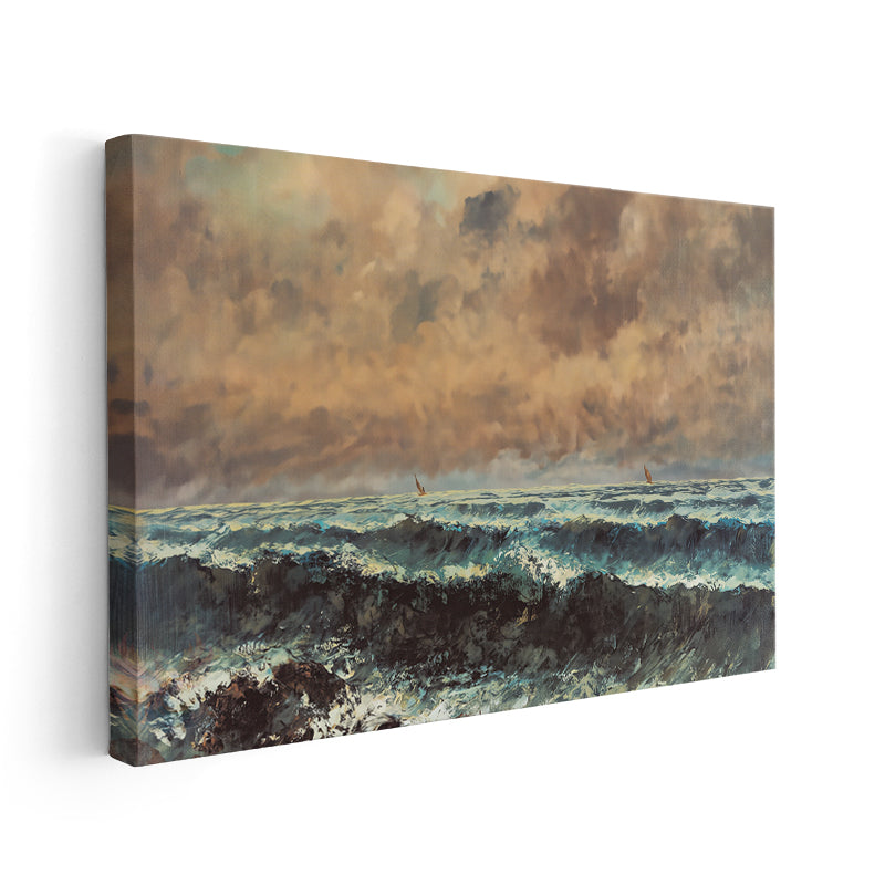 Canvas Vertical Wall Painting, Canvas Wavy Sea View, Modern Wall Painting for Home, Office, Living Room.