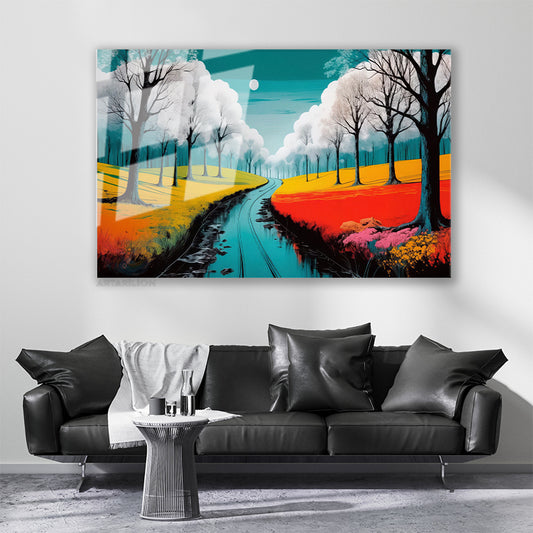 Glass Horizontal Wall Art, Glass Nature's Colors 6, Home Office Living Room Modern Wall Art
