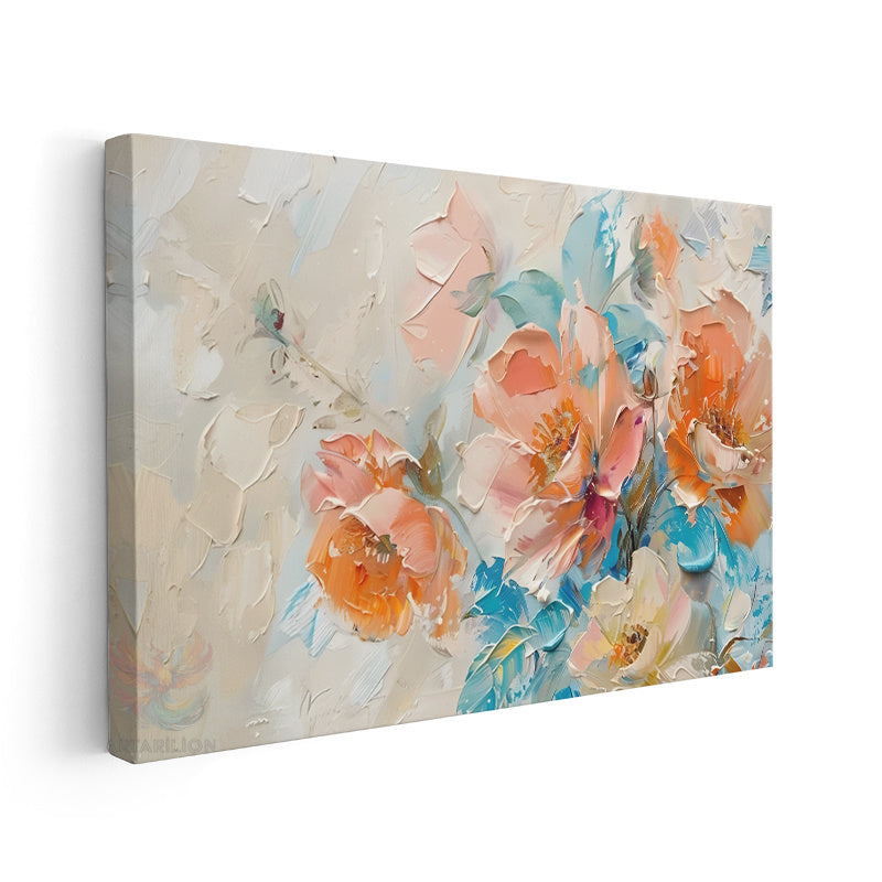 Canvas Vertical Wall Painting, Canvas Brushstrokes Flowers, Home Office Living Room Modern Wall Art