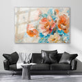 Glass Horizontal Wall Art, Glass Brushstrokes, Flowers, Home, Office, Living Room, Modern Wall Art