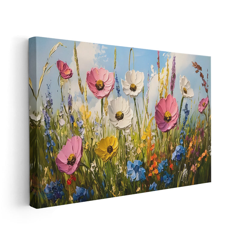 Canvas Vertical Wall Painting Canvas Brushstrokes Flowers2 Home Office Living Room Modern Wall Painting
