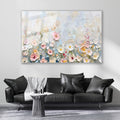 Glass Horizontal Wall Art, Glass Brushstrokes Flowers, 4 Home Office Living Room Modern Wall Art