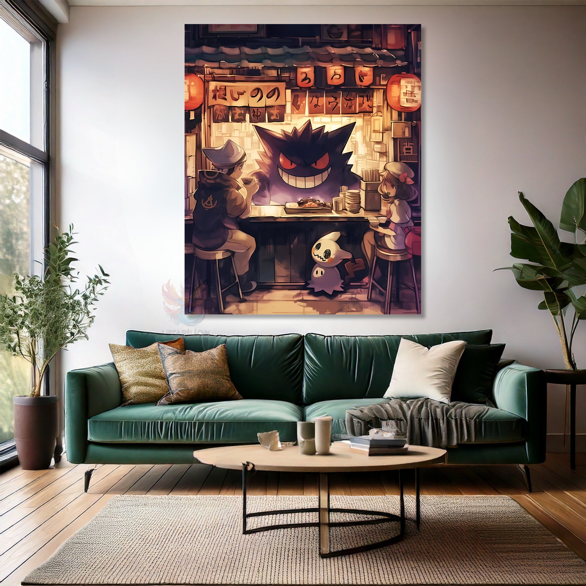 Canvas Vertical Wall Art, Canvas Gengar Anime Painting, Home Office Living Room Modern Wall Art