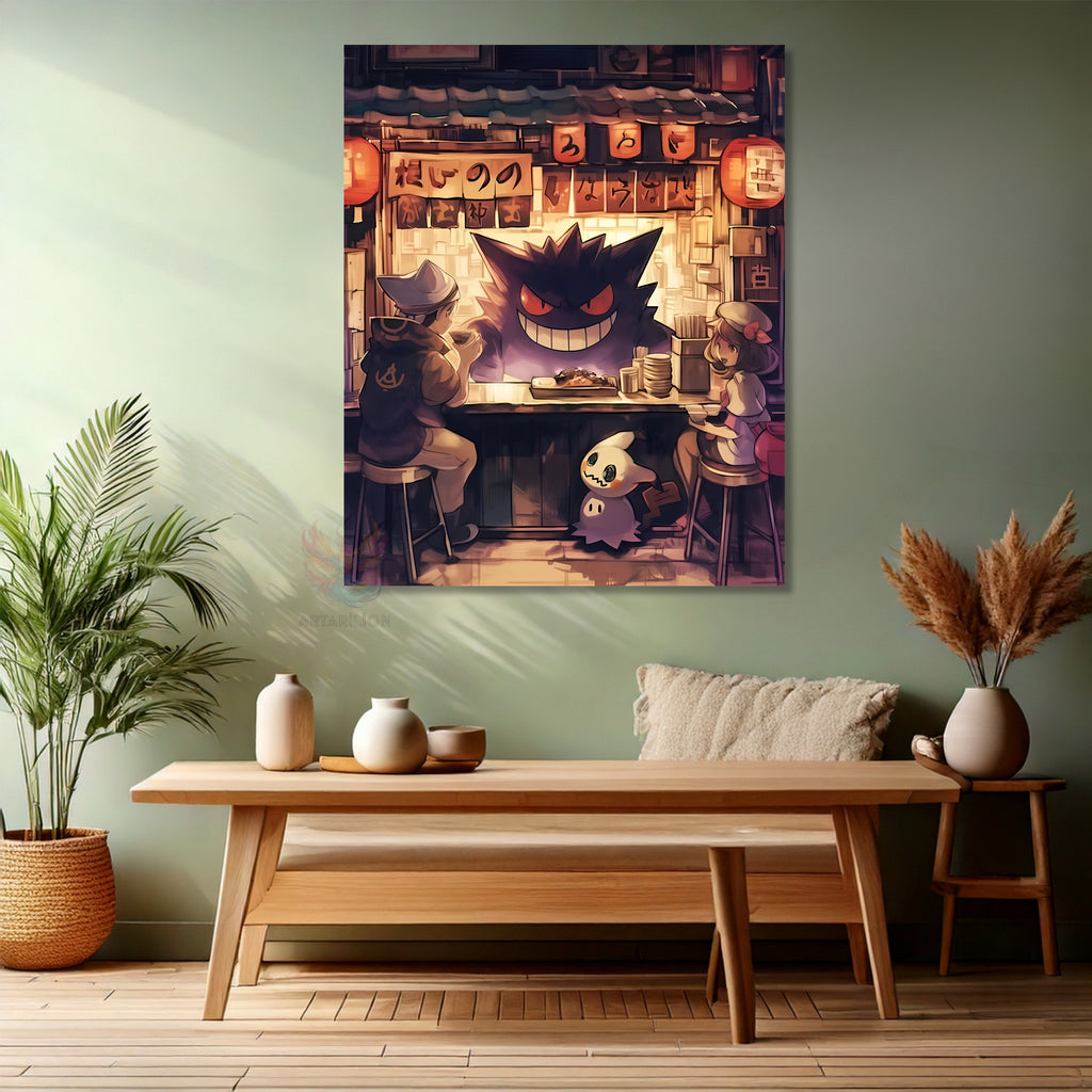 Canvas Vertical Wall Art, Canvas Gengar Anime Painting, Home Office Living Room Modern Wall Art