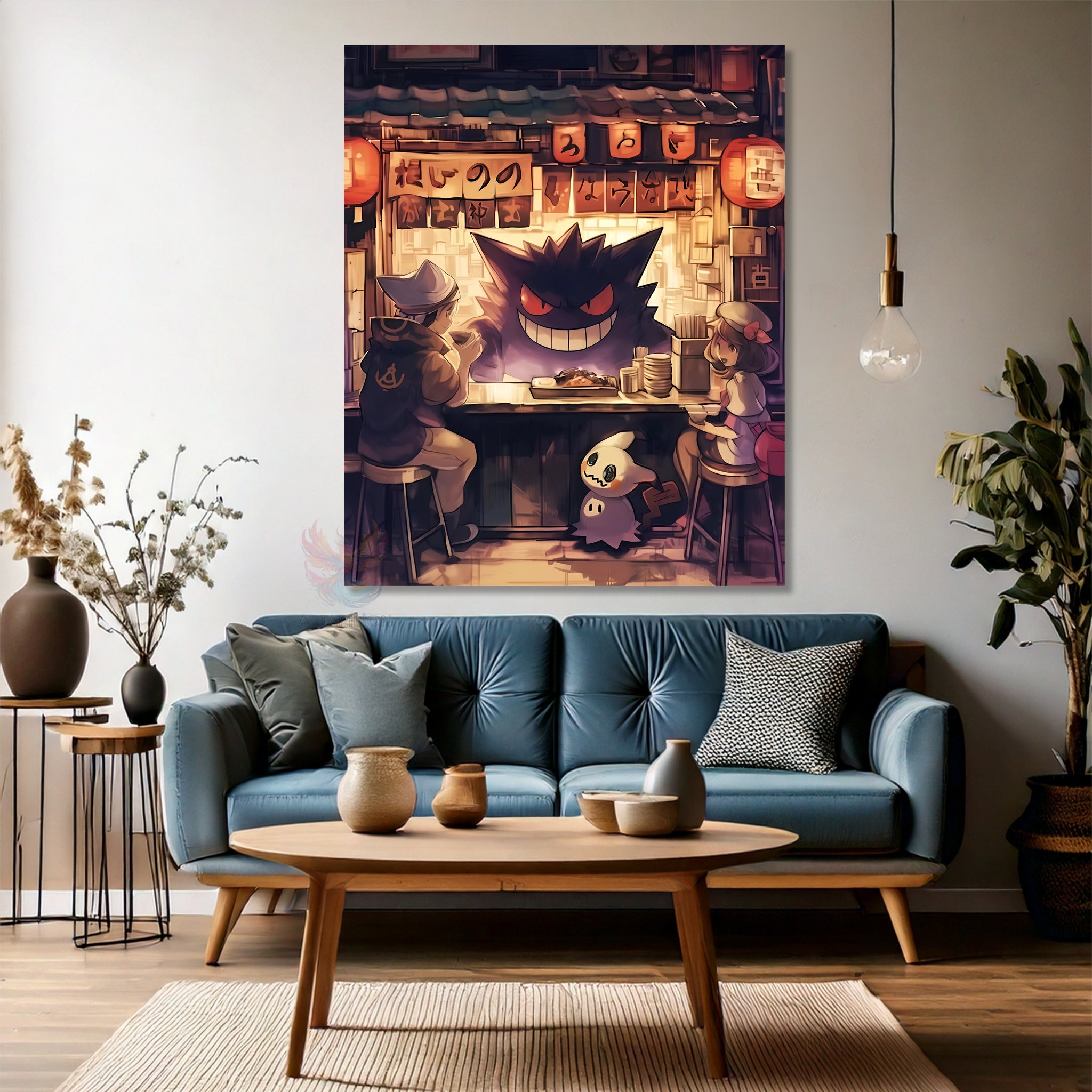 Canvas Vertical Wall Art, Canvas Gengar Anime Painting, Home Office Living Room Modern Wall Art