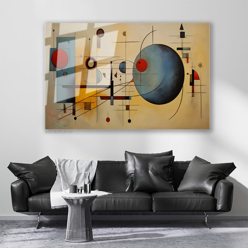 Cam Yatay Duvar Tablosu Cam Geometrik Sekiller Ev Ofis Salon Modern Duvar Tablosu