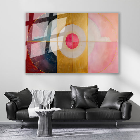 Glass Horizontal Wall Art, Glass Geometric Shapes, 6 Modern Wall Art for Home, Office, Living Room.