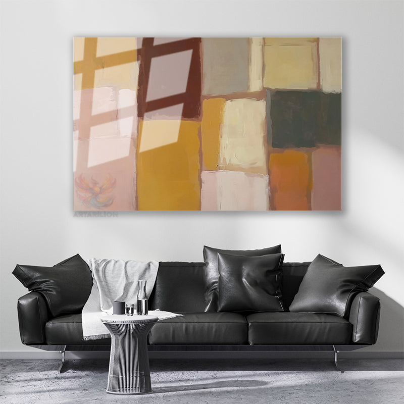 Cam Yatay Duvar Tablosu Cam Geometrik Sekiller7 Ev Ofis Salon Modern Duvar Tablosu