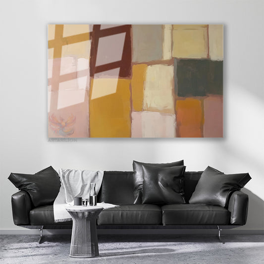Glass Horizontal Wall Art, Glass Geometric Shapes, 7 Modern Wall Art for Home, Office, Living Room.