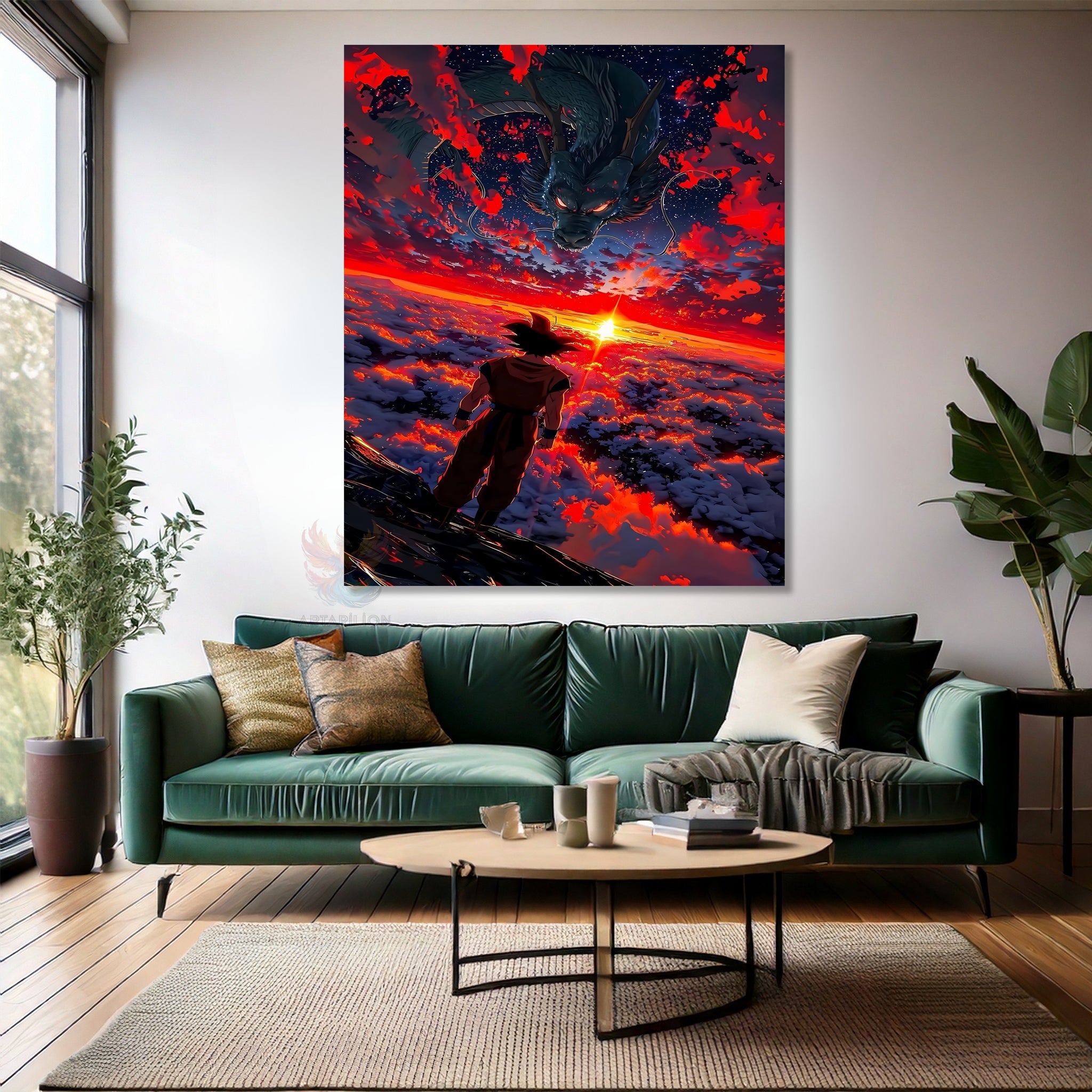 Canvas Vertical Wall Art, Canvas Goku Dragon Anime Painting, Home Office Living Room Modern Wall Art