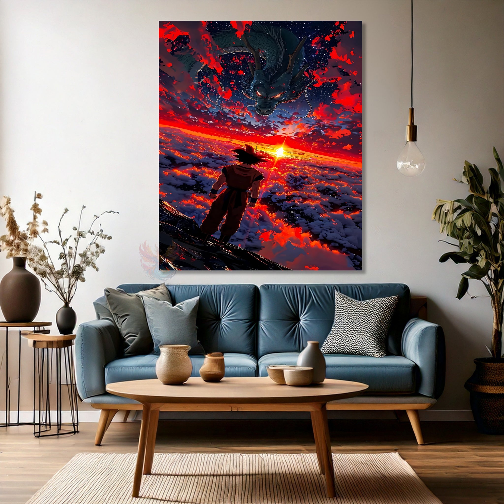 Canvas Vertical Wall Art, Canvas Goku Dragon Anime Painting, Home Office Living Room Modern Wall Art