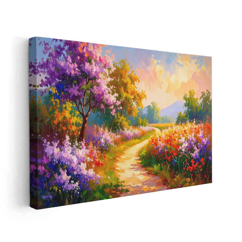 Canvas Vertical Wall Painting, Canvas Spring Landscape, Home Office Living Room Modern Wall Art