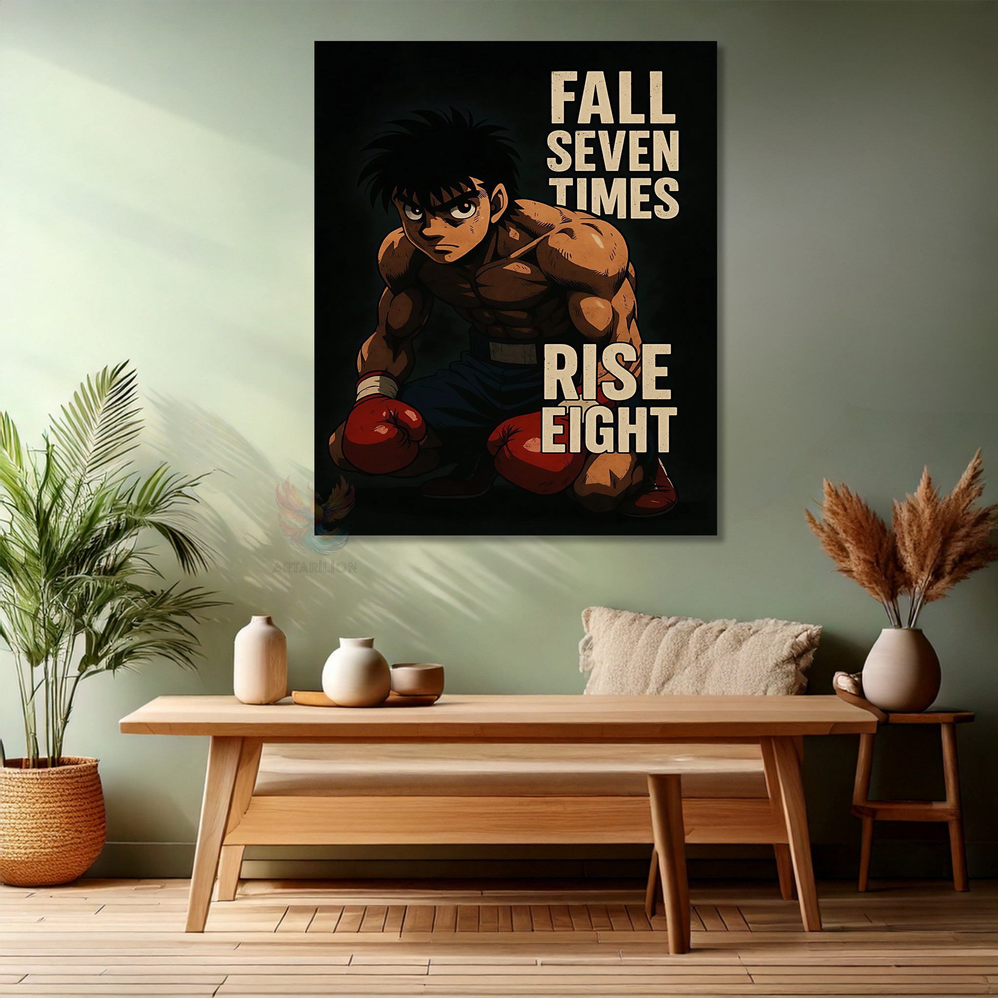 Canvas Vertical Wall Art, Canvas Ippo Anime Painting, Home Office Living Room Modern Wall Art