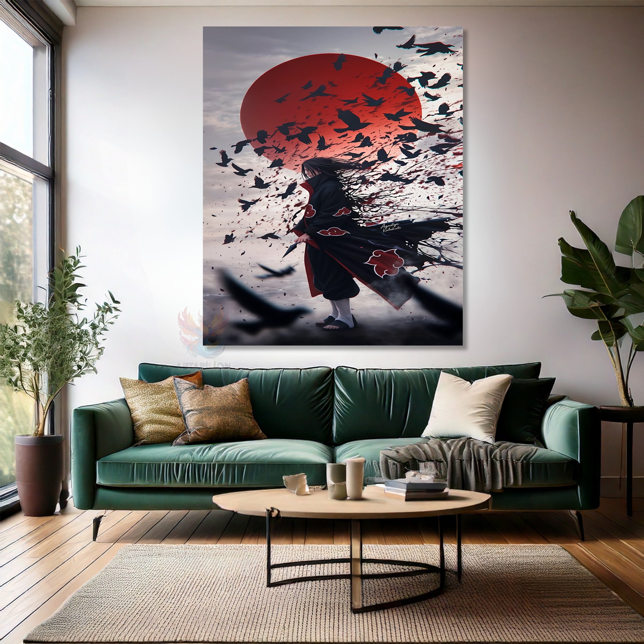 Canvas Vertical Wall Art, Canvas Itachi1 Anime Painting, Home Office Living Room Modern Wall Art