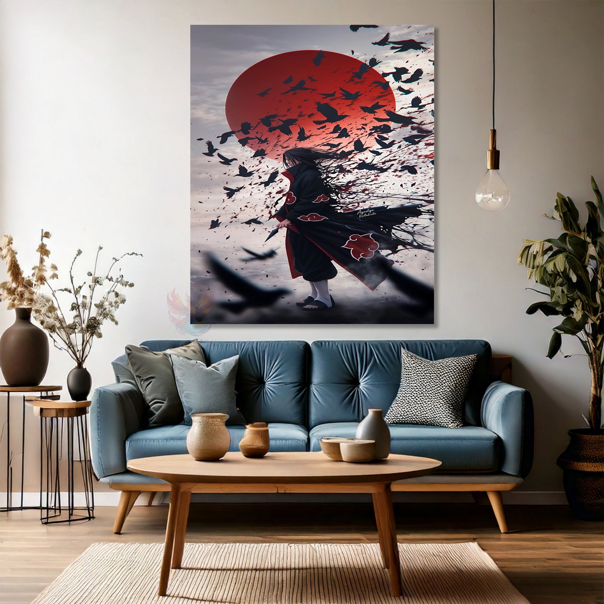 Canvas Vertical Wall Art, Canvas Itachi1 Anime Painting, Home Office Living Room Modern Wall Art