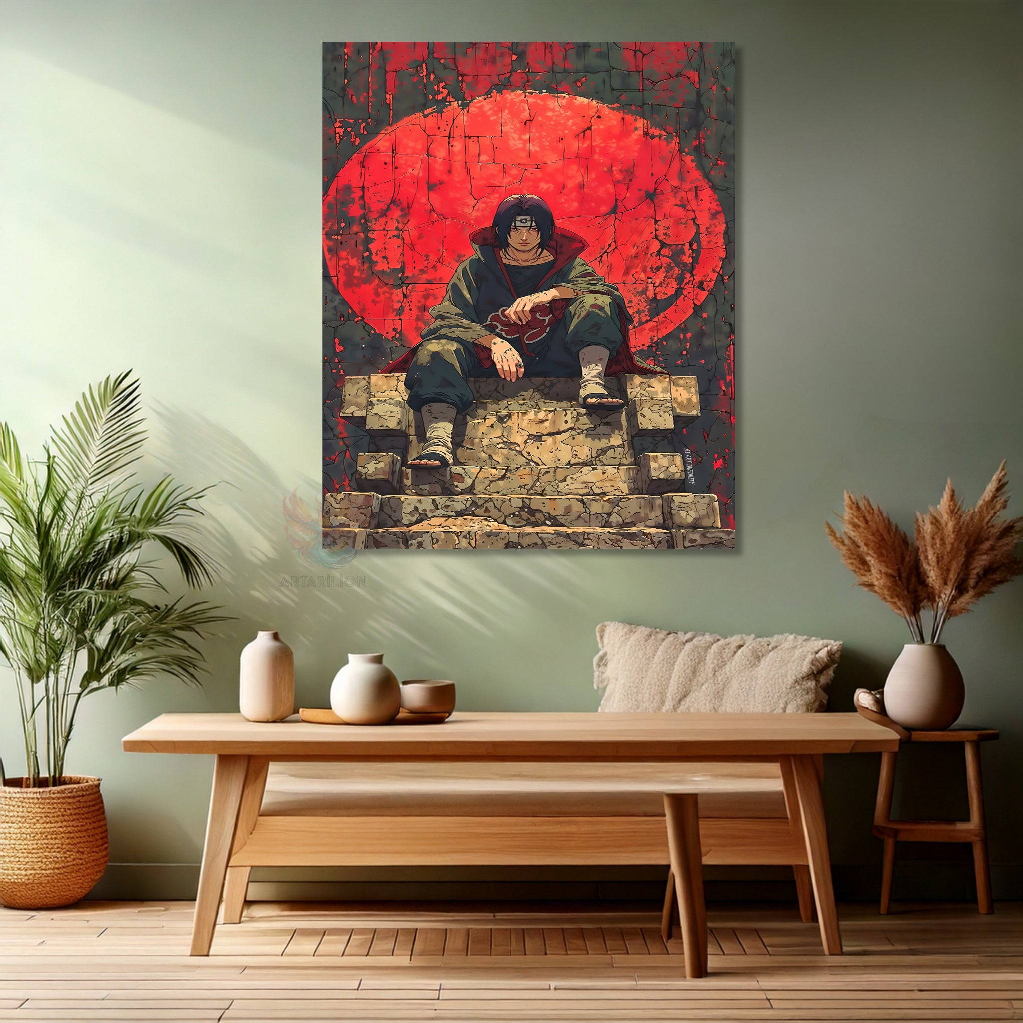 Canvas Vertical Wall Art, Canvas Itachi 2 Anime Painting, Home Office Living Room Modern Wall Art