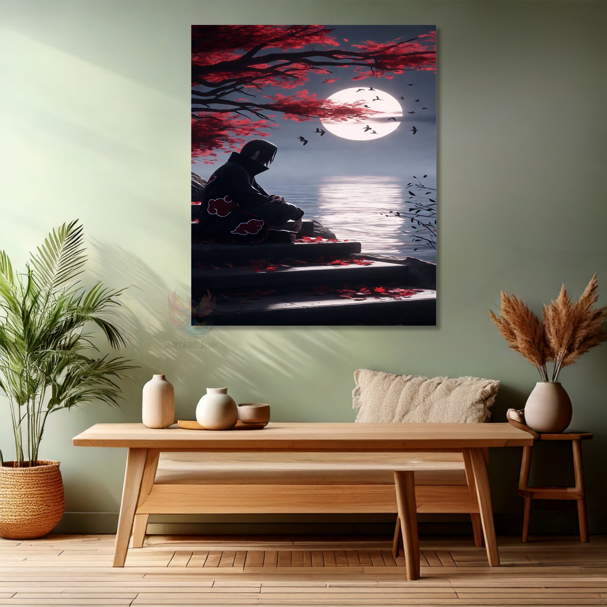 Canvas Vertical Wall Art, Canvas Itachi Naruto Anime Painting, Home Office Living Room Modern Wall Art