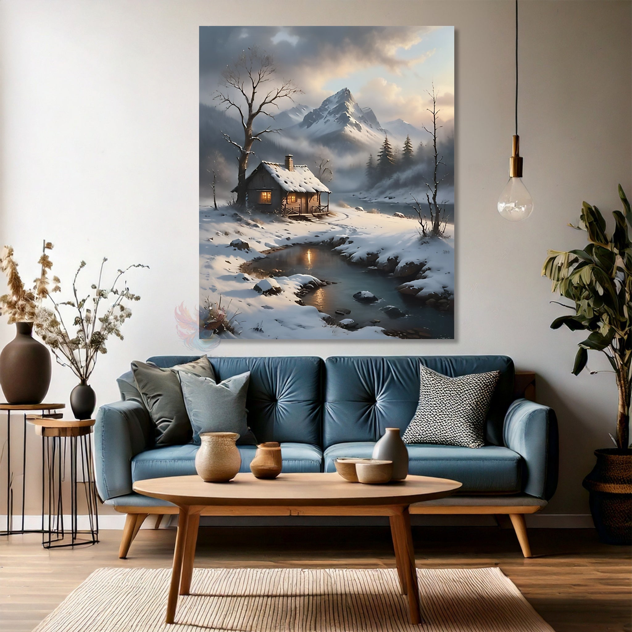 Karlı Dağ Manzarası Modern Dikey Kanvas Tablo