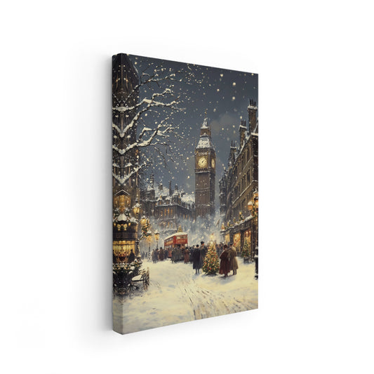 Canvas Vertical Wall Art, Canvas Snowy New Year, Home, Office, Living Room, Modern Wall Painting