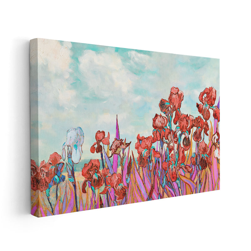 Canvas Vertical Wall Art, Canvas Red Flowers, Home Office Living Room Modern Wall Art
