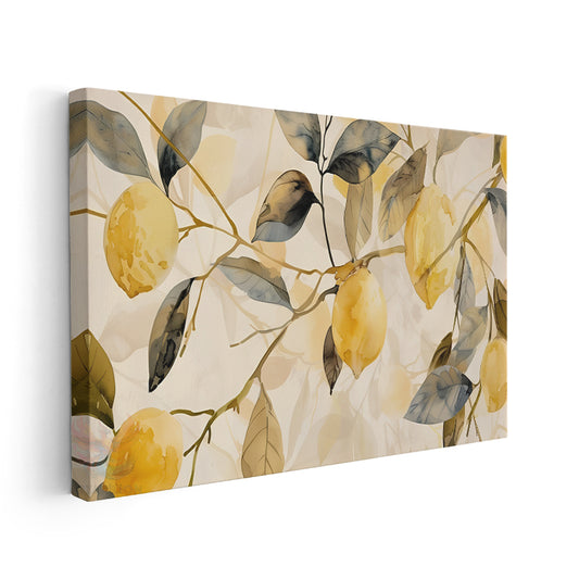 Canvas Vertical Wall Art, Lemon Tree Branches, Modern Wall Art for Home, Office, Living Room.