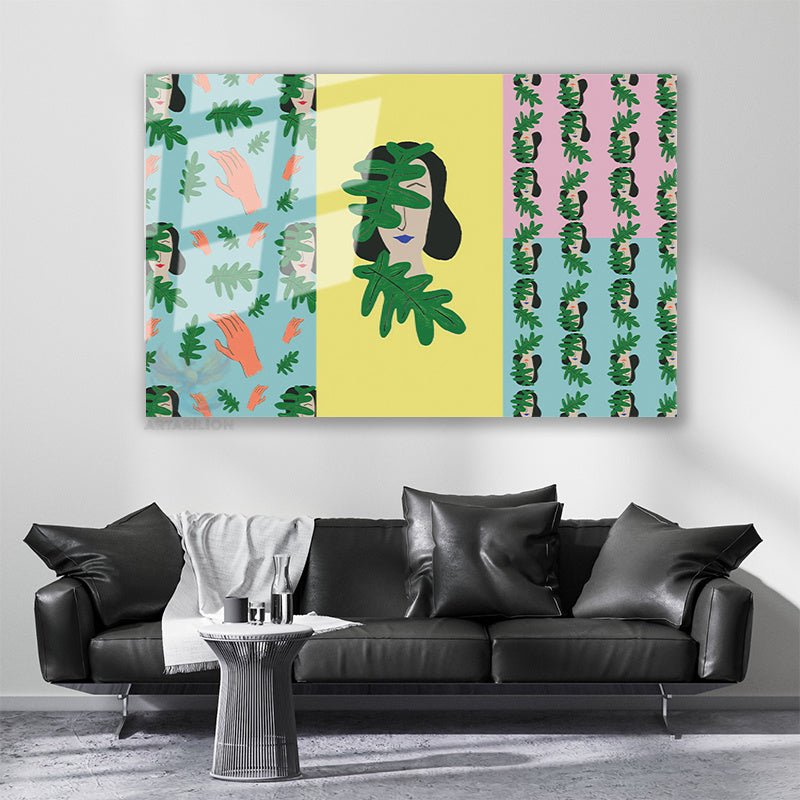 Matisse Sanatı Soyut Yapraklar Modern Yatay Cam Tablo