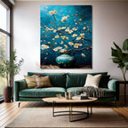 Canvas Vertical Wall Art, Flowers in a Blue Vase, Modern Wall Art for Home, Office, Living Room.