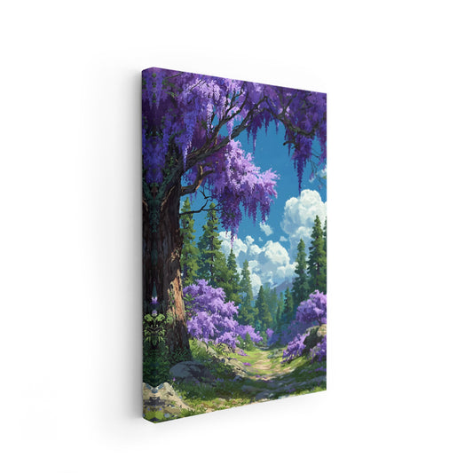 Canvas Vertical Wall Art, Purple Tree Landscape, Home, Office, Living Room, Modern Wall Painting